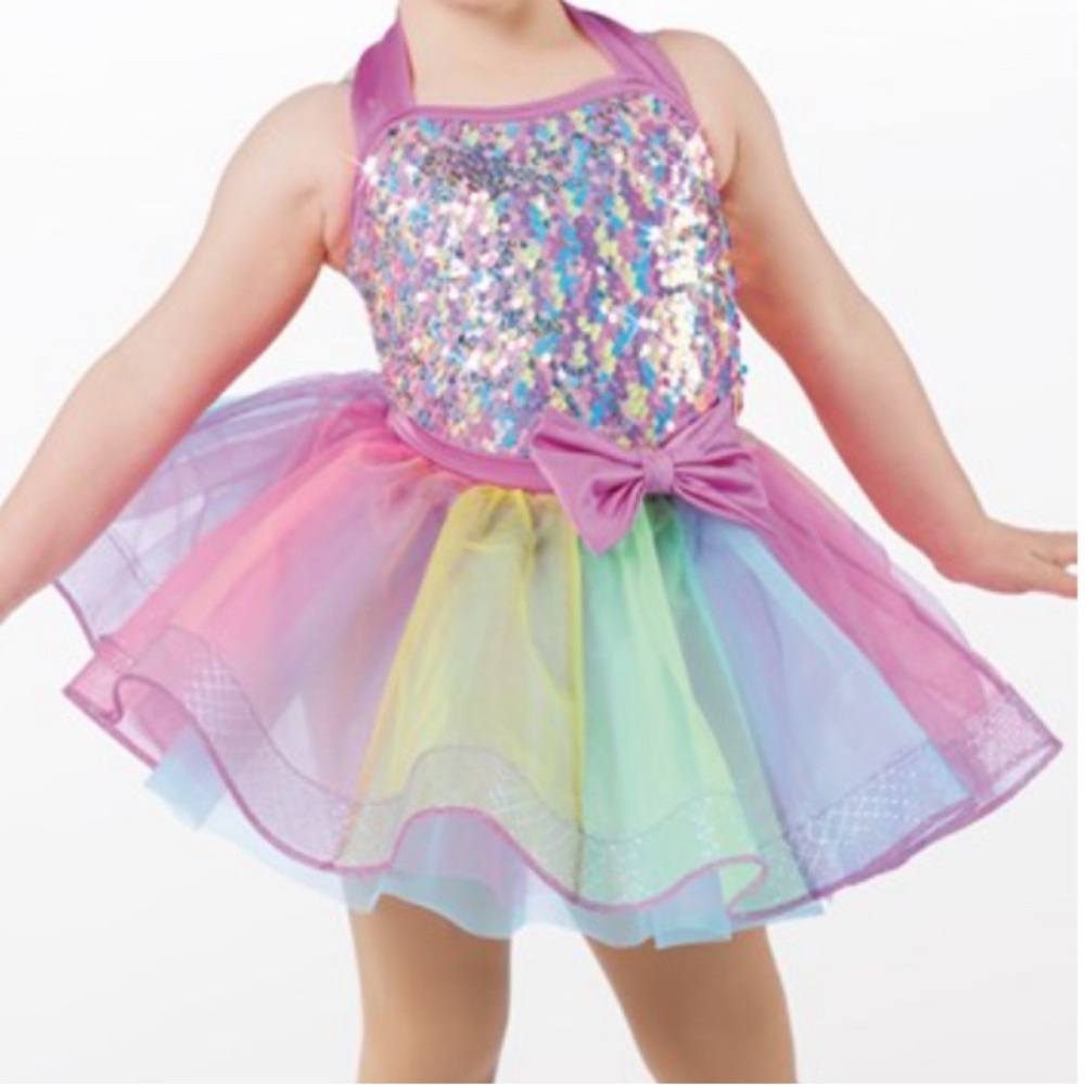 Ballet pink rainbow with sequin costume